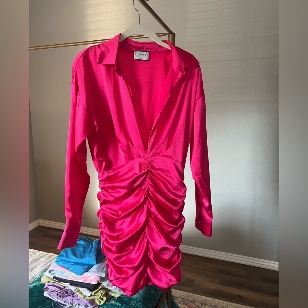 Hello Molly Long sleeve pink mini dress
